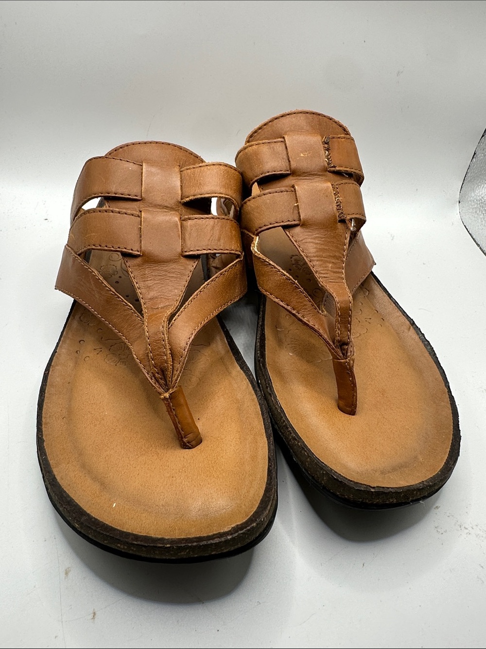 Rockport Tan Brown Leather Toe-Post Sandals size 9.5